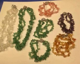 https://www.ebay.com/itm/114173876209 BOX074Ai COSTUME JEWELRY LOT OF TWO STONE NECKLACES & FIVE STONE BRACELETS $20