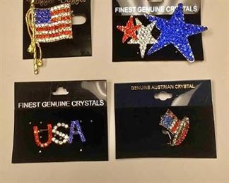 https://www.ebay.com/itm/124141897833 BOX074Y LOT OF FOUR PATRIOTIC PINS RED, WHITE, AND BLUE CRYSTAL PINS 🇺🇸 Lot #2 $10