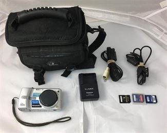 https://www.ebay.com/itm/114171691950 KB0054: Panasonic Lumix Digital Camera DMC-TZ1 with cords, sd cards, and bag (Includes: camera, battery, batterY charger, camera bag, )input and output cords, and 3 as cards (1 GB, 2 GB, and 4 GB) $15