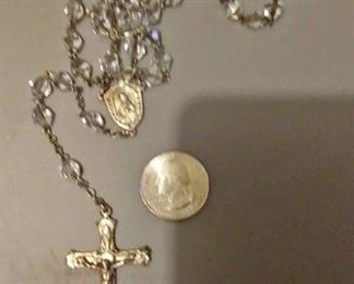 https://www.ebay.com/itm/124131352088 RX05: STERLING SILVER ROSARY WITH CLEAR CRYSTAL BEADS $30