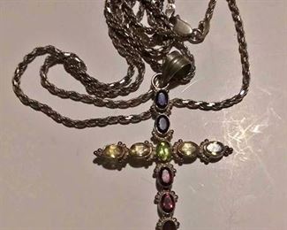 https://www.ebay.com/itm/114189691701 RX4152017 STERLING SILVER 0 29 INCH ROPE CHAIN & CROSS WITH STONES WEIGH 21.4 GRAMS REX BOX 1 RX4152017 $49