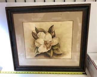 https://www.ebay.com/itm/114209938880 LAN9829: Ora Newton Gibson 1946 Watercolor Magnolia Framed Hanging Wall Art Auction