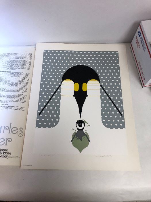 https://www.ebay.com/itm/114218433937	LAN9835 Charles Harper Serigraph Birdwatcher 1975 Br-r-r-r-rthday Penguin #ed and Signed	 $1,000.00 
