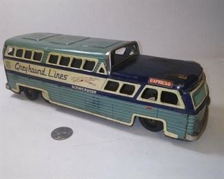 https://www.ebay.com/itm/124183716130	BU3053 VINTAGE 1960S GREY HOUND LINES SCENIC CRUISER BUS FRICTION TOY MADE IN JAPAN BY HARUSAME SEISAKUSHO COMPANY 11 1/4 X 3 1/2 X 3 3/8 INCHES ABBU BOX 8 BU3053	 Auction Starts 5/11/20 9 PM 
