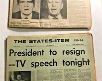 GB041	https://www.ebay.com/itm/114222797470	GB041: Nixon Resigns NEWSPAPERS FROM 1974 	 Auction 	Starts 05/12/2020
