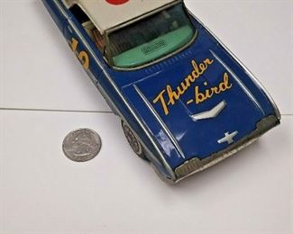 https://www.ebay.com/itm/124199016695	BU3086 VINTAGE 1960s TIN FRICTION TOY FORD THUNDERBIRD #12 RACECAR BLUE WITH WHI	 Auction 
