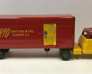 https://www.ebay.com/itm/124202678889	BU031: STRUCTO TRANSCONTINENTAL EXPRESS SEMI TRUCK AND TRAILER 1:18 SCALE 1950s	 Auction 
