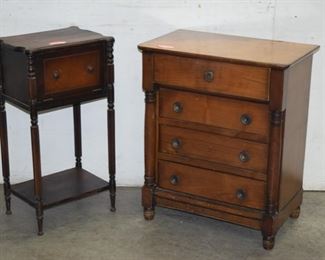 Empire Night Stand and Walnut Smoking Stand 