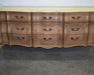 White washed marble top French Provincial 9 drawer chest