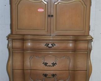 White washed marble top French Provincial Chest on Chest w/ Fitted Interior 