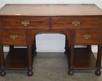 Antique inlaid mahogany 2 Pedestal Desk