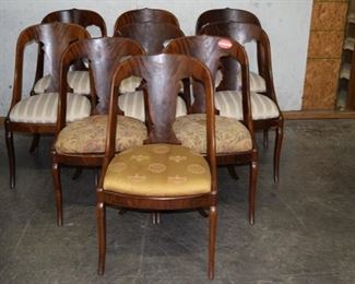 Set of 9 Flamed Mahogany Empire Dining Chairs