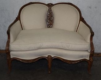 Fine Carved French Walnut Loveseat 