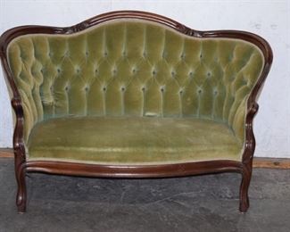 Walnut Victorian Love Seat 