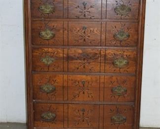 5 drawer oak Eastlake Victorian tall chest