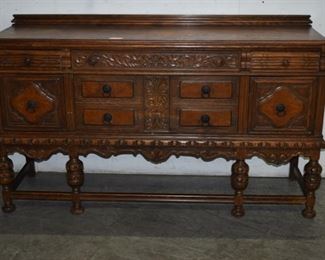 Mahogany Carved Oak & Walnut Sideboard