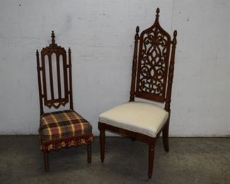 2 Gothic Hall Chairs 
