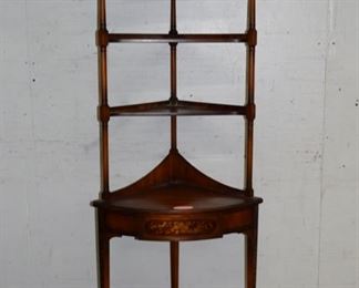 Mahogany inlaid corner What Knot Shelf w/ drawer