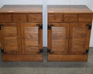 Pair of maple shutter door cabinets 