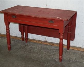 Antique Red barn paint breakfast table 