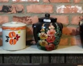Antique Hand Painted Coffee Jars including Ransburg