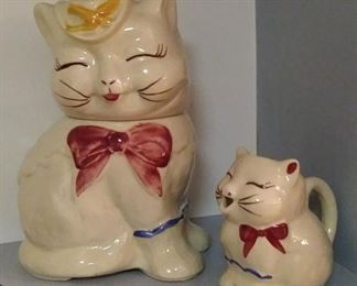 Shawnee Puss and Boots Cookie Jar and Creamer