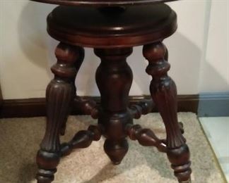 Piano Stool with Glass & Wood Claw Feet 