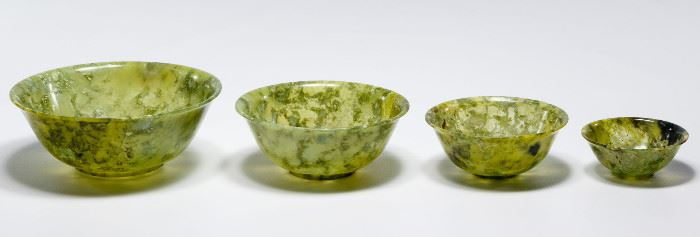 Chinese Jadeite Jade Nesting Bowl Assortment