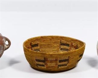 Mission Basket and Indian Pottery Assortment