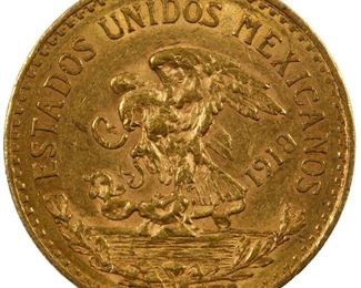 Mexico 1918 20 Pesos Gold