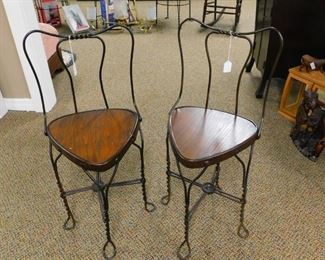 Pair of Rare triangular seat Ice Cream Chairs