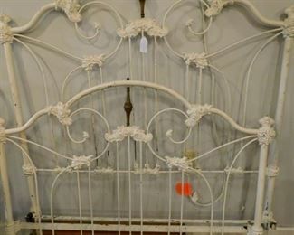 Fancy Full Size Iron Bed with Brass Accent