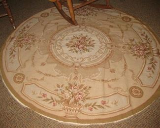 Lovely French Needlepoint round rug