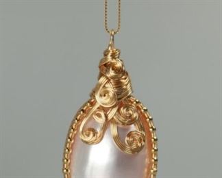 mother of pearl, gold over sterling necklace