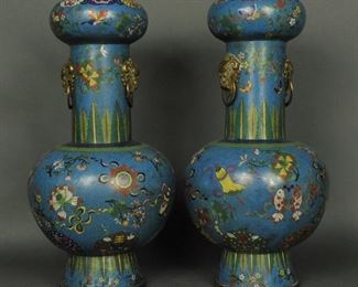 pair of Chinese cloisonné vases, possibly 19th c.