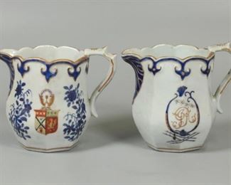 2 Chinese export armorial milk jugs, possibly 18th/19th c.
