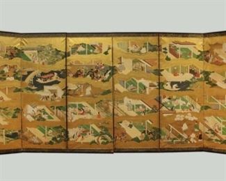 Japanese six panel screen, possibly 19th c.
