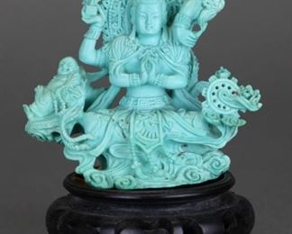 Chinese turquoise carving of Guanyin