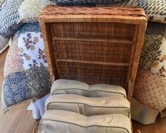 Wicker trunk, chair cushions