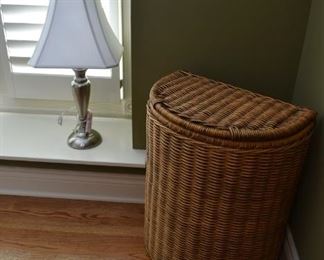 Wicker hamper, lamp