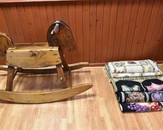 Rocking horse, floor rugs