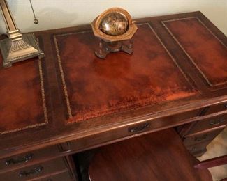 Vintage leather top on desk 