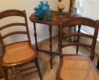 Pair of cane seat chairs