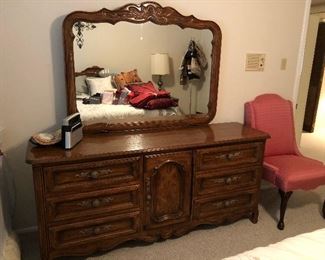 Bedroom 2 has stunning pieces by Drexel, beautiful carved dresser and mirror, see next photo for close up, Drexel Cabernet Italian Provincial $475