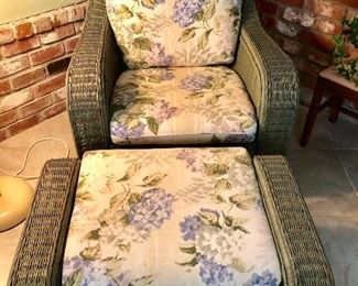 Henry Link wicker chair and ottoman $295.