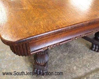  ANTIQUE Oak Square Breakfast Table with 3 Leaves and Nice Carved Legs

Auction Estimate $200-$400 – Located Inside 