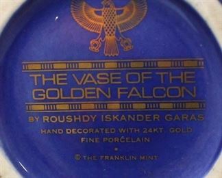  Asian Style “The Vase of the Golden Falcon by Roushdy Iskander Garas” Cobalt Blue 24 Karat Gold Hand Painted Fine Porcelain “Franklin Mint” Decorative Vase

Auction Estimate $40-$80 – Located Glassware 