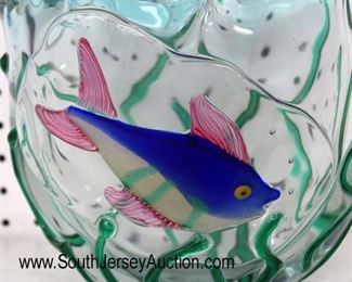  NICE Hand Blown Art Glass Fish Decorative Vase Attribute to Murano

Auction Estimate $100-$200 – Located Glassware 
