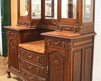  ANTIQUE French Oak 2 Piece Marble Top Curio Buffet with Key

Auction Estimate $400-$800 – Located Inside 