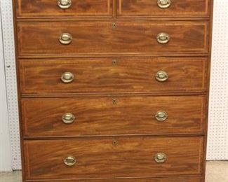 ANTIQUE Hepplewhite Burl Mahogany 2 over 4 Inlaid and Banded High Chest with Original Hardware

Auction Estimate $400-$800 – Located Inside 